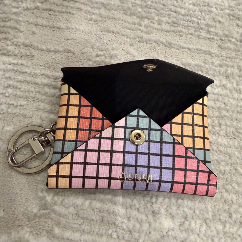 Ganni Multicolor Checkered Key & Card Holder